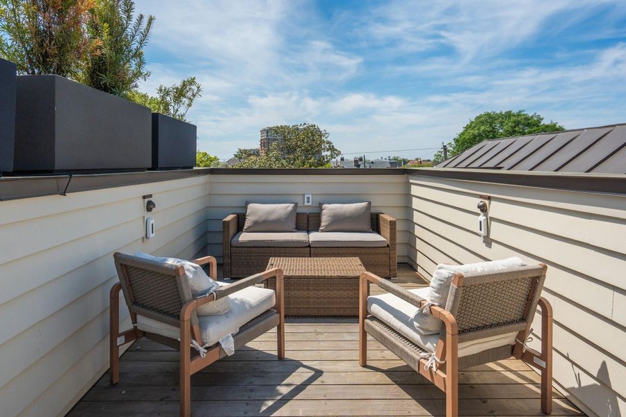 Exterior details and patio area of a home in , Charleston (Image 29).