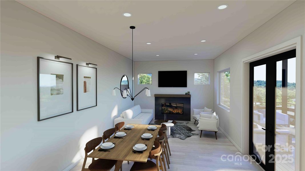 Main level living room rendering