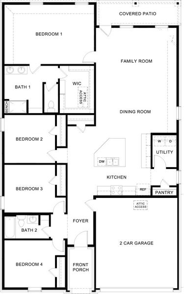 2D floor plan layout of this home in Trailstone, Caddo Mills, TX (Image 2).