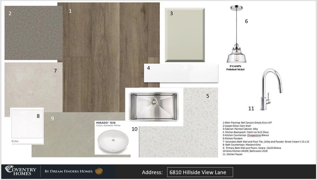 Sample of building materials used in homes in Legacy, League City (Image 3).