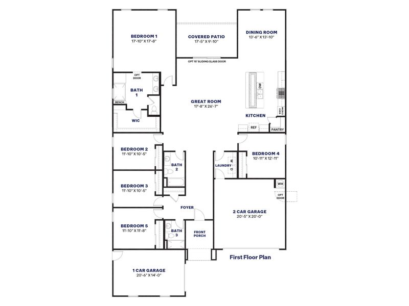 2D floor plan layout for the Cobalt by D.R. Horton in The Ridge at Stone Butte, Phoenix, AZ (Image 3).