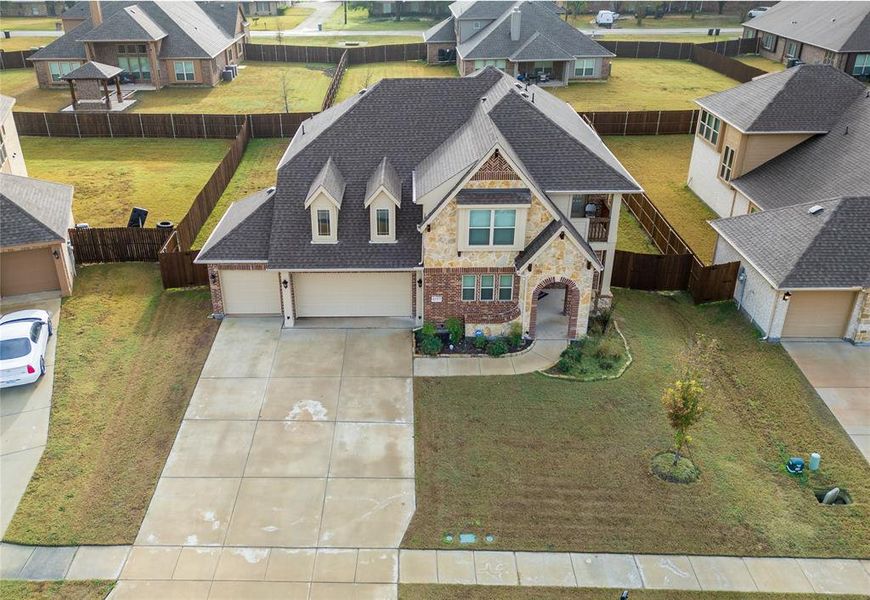 Aerial perspective of suburban area Aerial perspective of suburban area