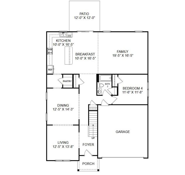 2D floor plan layout for the The Shiloh by Stanley Martin Homes in Glenhurst, Matthews, NC (Image 4).