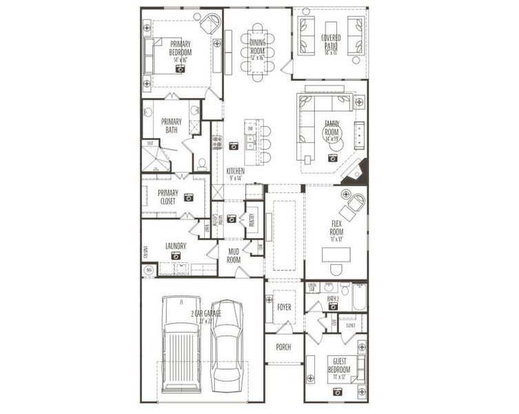 2D floor plan layout of this home in Ladera at the Reserve, Mansfield, TX (Image 3).