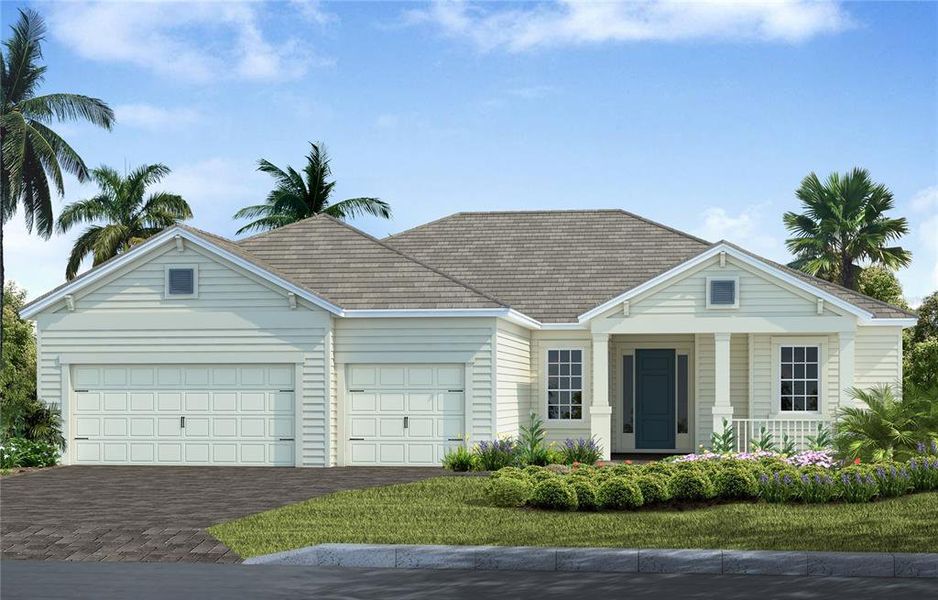 Front exterior of a new home in Grand Palm, Venice, FL, highlighting curb appeal (Image 1). Front exterior of a new home in Grand Palm, Venice, FL, highlighting curb appeal (Image 1).