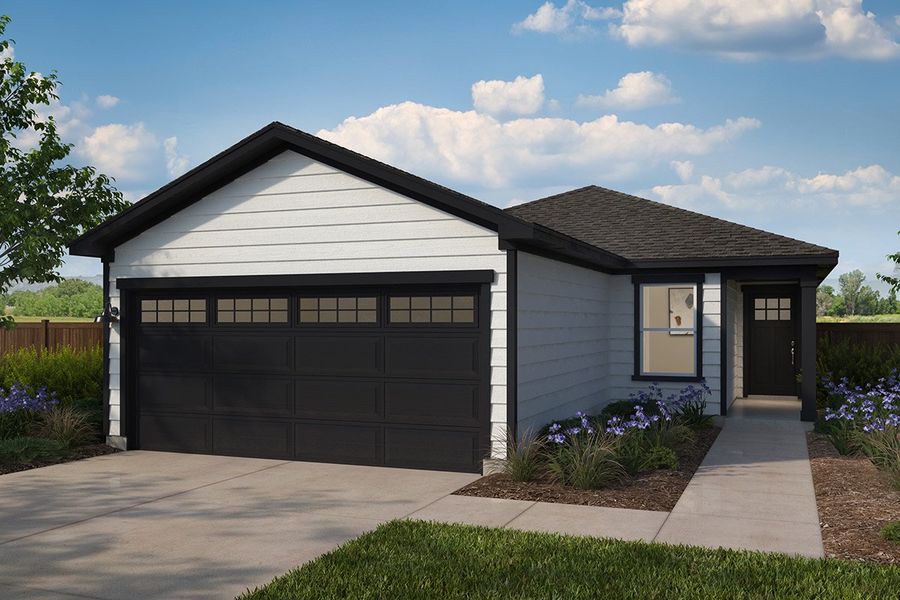 Representative exterior photo of a completed home built from the 1605 by KB Home in Watermill – Heritage Collection, Uhland, TX (Image 5). Representative exterior photo of a completed home built from the 1605 by KB Home in Watermill – Heritage Collection, Uhland, TX (Image 5).