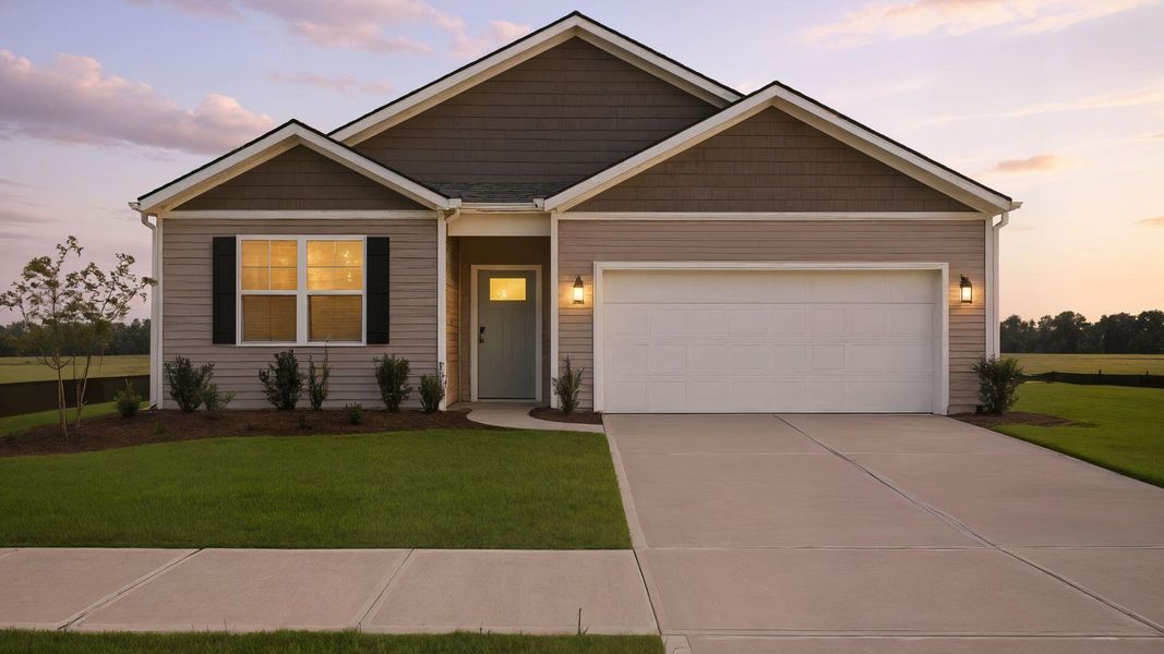 Front exterior of a new home in The Ranch, Holly Hill, SC, highlighting curb appeal (Image 17).