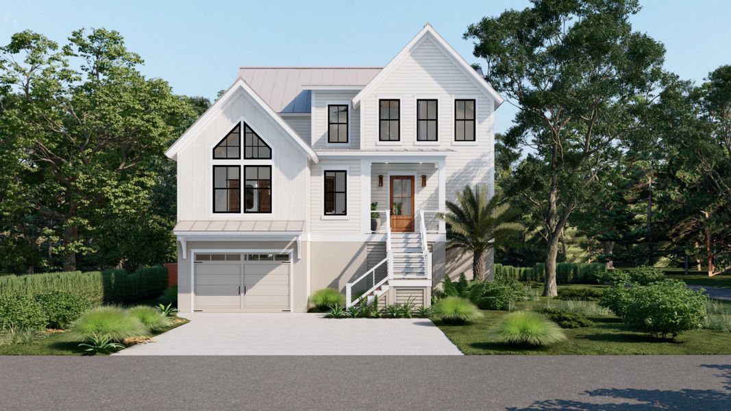 Front exterior of a new home in , Isle Of Palms, SC, highlighting curb appeal (Image 23).