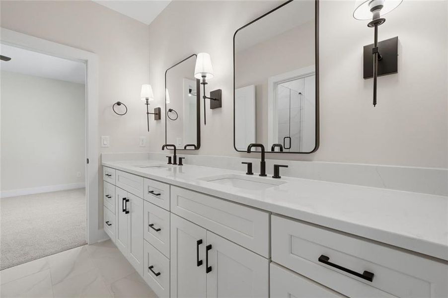 Furnished interior view inside a new home in , White (Image 8).