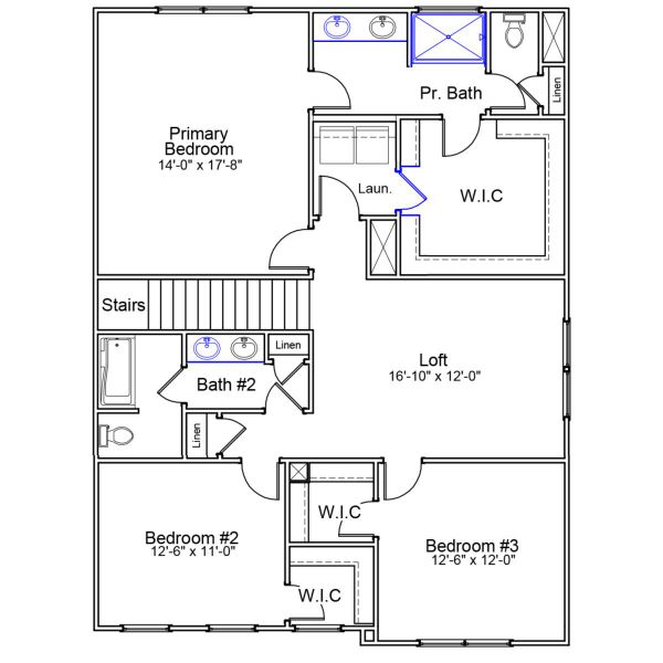 2D floor plan layout of this home in Six Oaks, Summerville, SC (Image 3).