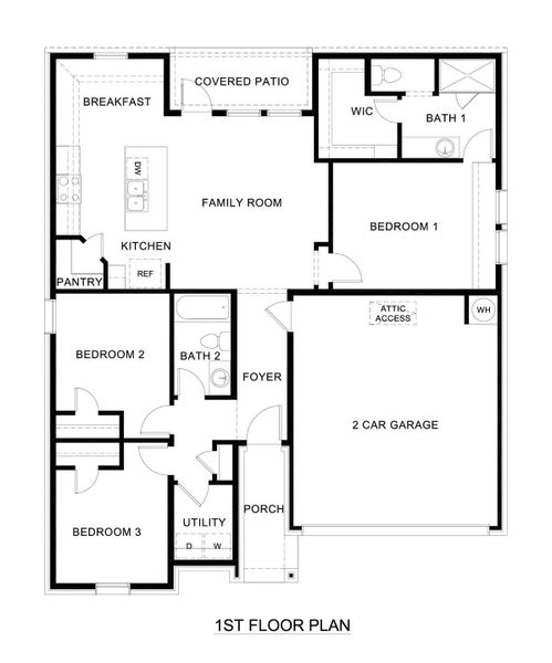 2D floor plan layout for the Hale by D.R. Horton in Three Oaks, Sherman, TX (Image 3).