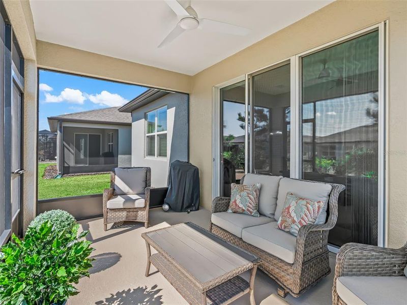 Exterior details and patio area of a home in Del Webb Stone Creek, Ocala (Image 24).