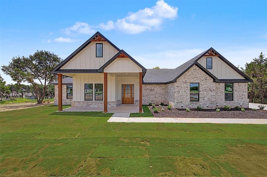 Front exterior of a new home in , Rio Vista, TX, highlighting curb appeal (Image 2). Front exterior of a new home in , Rio Vista, TX, highlighting curb appeal (Image 2).
