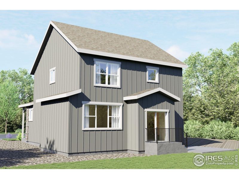 Front exterior of a new home in Wilson Commons, Loveland, CO, highlighting curb appeal (Image 6).