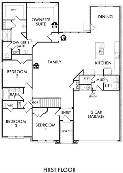 2D floor plan layout for the Hadleigh by Impression Homes in Mountain Valley Lake, Burleson, TX (Image 3). 2D floor plan layout for the Hadleigh by Impression Homes in Mountain Valley Lake, Burleson, TX (Image 3).