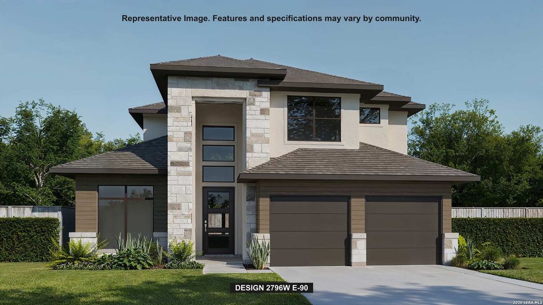 Front exterior of a new home in Hidden Canyon, San Antonio, TX, highlighting curb appeal (Image 1). Front exterior of a new home in Hidden Canyon, San Antonio, TX, highlighting curb appeal (Image 1).