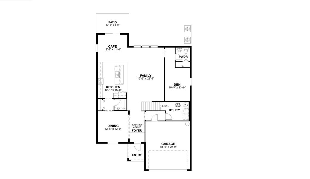 2D floor plan layout for the Cabo by M/I Homes in Fox Branch, Lakeland, FL (Image 3).