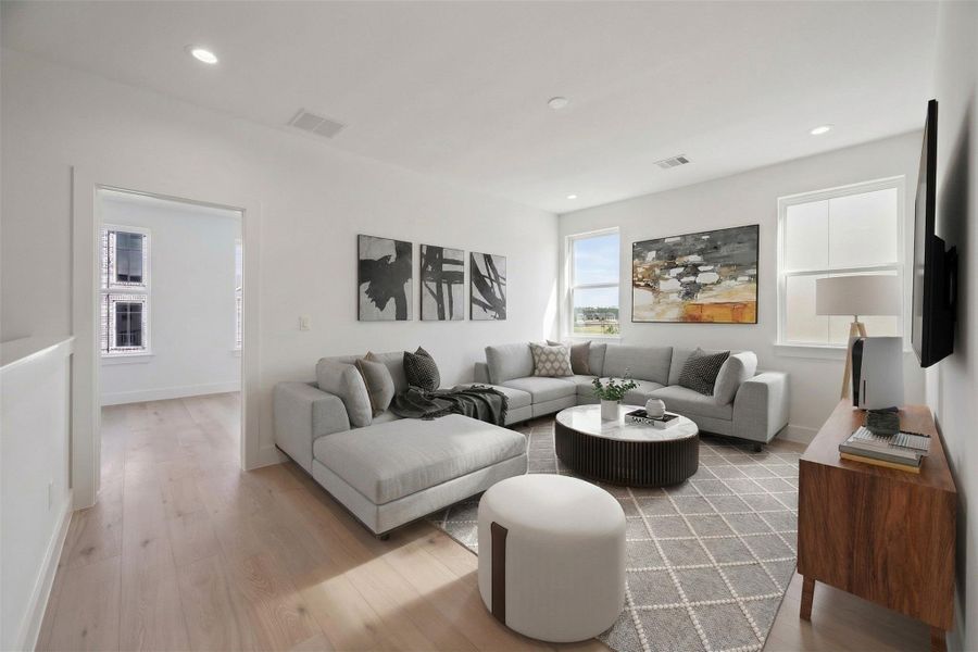 On the third floor, there is a game room and three additional bedrooms. As you come to the top of the stairs, you enter the game room . What a wonderful place for you and your family or friends to enjoy.