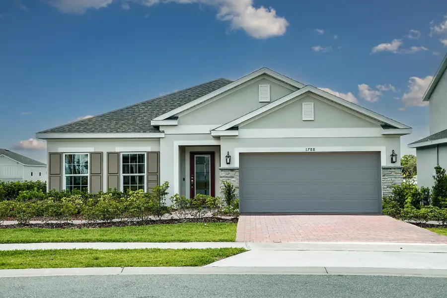 Representative exterior photo of a completed home built from the Selby Flex by Risewell Homes in Trinity Lakes, Groveland, FL (Image 15). Representative exterior photo of a completed home built from the Selby Flex by Risewell Homes in Trinity Lakes, Groveland, FL (Image 15).