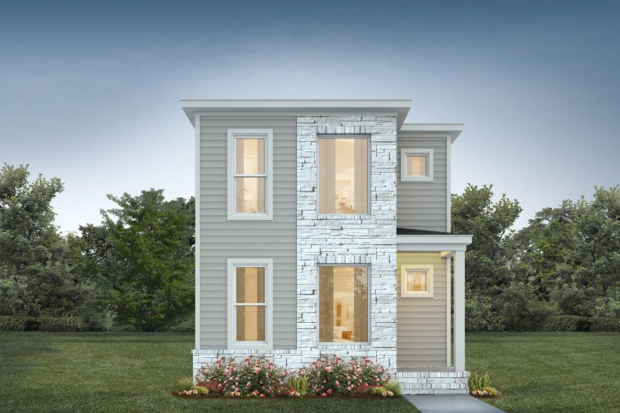 Representative exterior photo of a completed home built from the Lumen C by Homes by Dickerson in NoVi Chatham Park, Pittsboro, NC (Image 1).