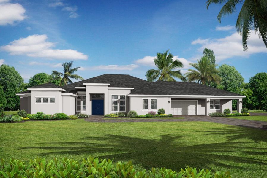 Representative exterior photo of a completed home built from the Grand Cayman by Medallion Home in Hampton Lakes, Sarasota, FL (Image 4).