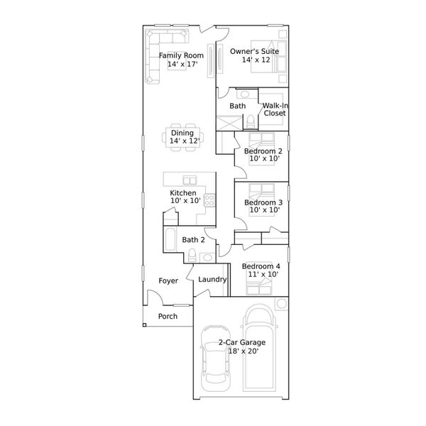 2D floor plan layout of this home in Chapel Run, Montgomery, TX (Image 2).