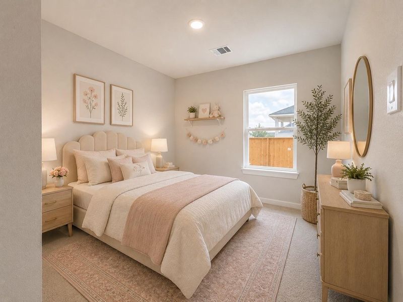 Secondary Bedroom #3. Virtual staging for reference only to showcase the floor plan potential. Secondary Bedroom #3. Virtual staging for reference only to showcase the floor plan potential.