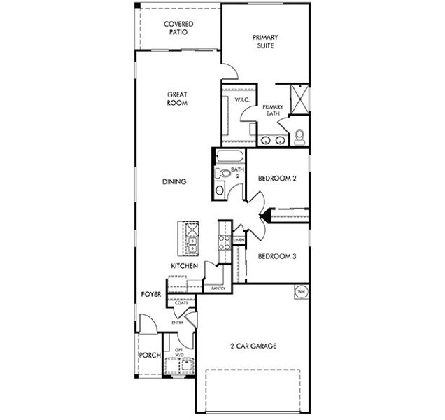 2D floor plan layout for the Atengo by Meritage Homes in Las Patrias at Star Valley II, Tucson, AZ (Image 3).