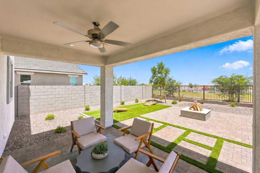 Exterior details and patio area of a home in Willows at Bella Vista Farms, San Tan Valley (Image 3). Exterior details and patio area of a home in Willows at Bella Vista Farms, San Tan Valley (Image 3).