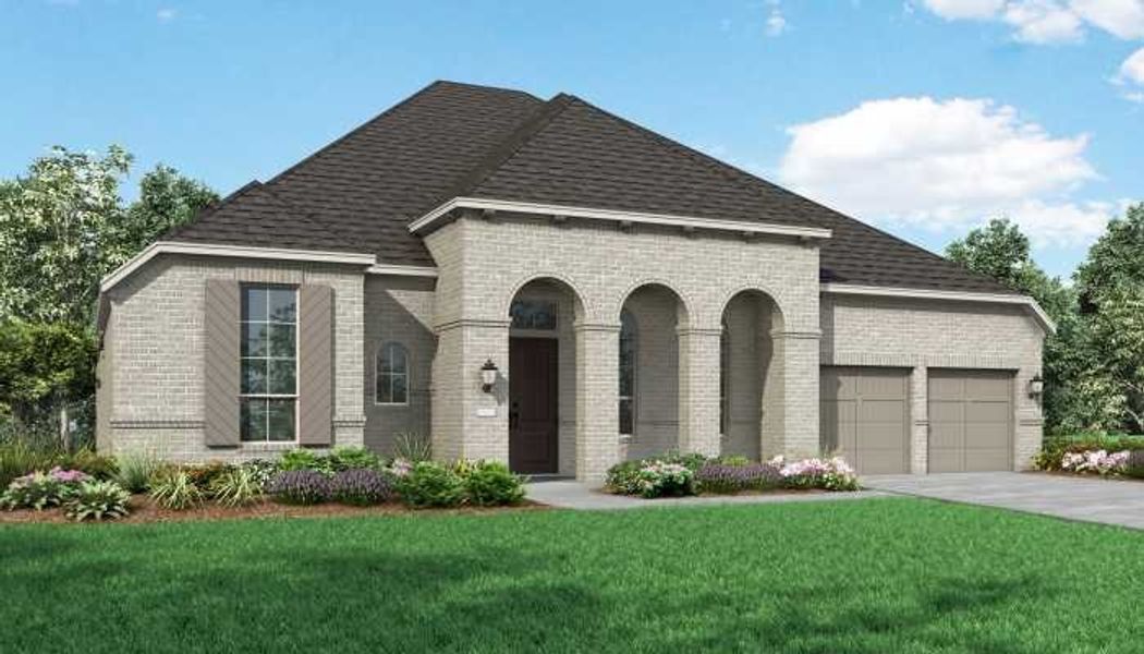 Front exterior of a home in the Sandbrock Ranch: 70ft. lots community, located in Aubrey, TX (Image 3). Front exterior of a home in the Sandbrock Ranch: 70ft. lots community, located in Aubrey, TX (Image 3).