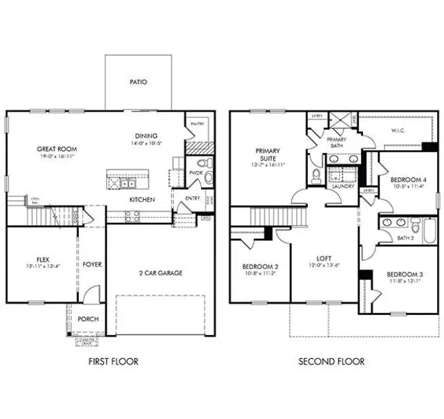 2D floor plan layout of this home in Nelson's Creek, Mocksville, NC (Image 3).