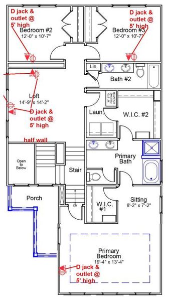 2D floor plan layout of this home in Six Oaks, Summerville, SC (Image 7).