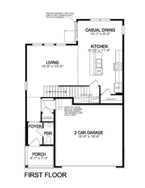 2D floor plan layout for the Edmon by D.R. Horton in The Ridge at Lorson Ranch, Colorado Springs, CO (Image 3).