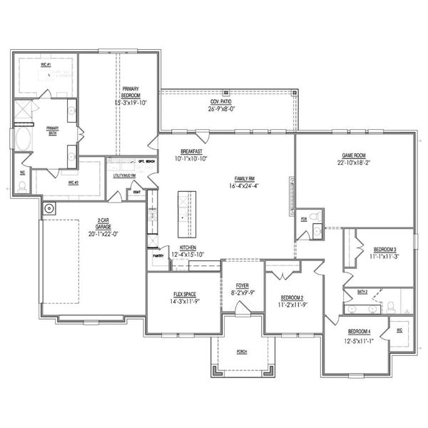 2D floor plan layout for the The Quartz by Lillian Custom Homes in Coppenger Place, Godley, TX (Image 7). 2D floor plan layout for the The Quartz by Lillian Custom Homes in Coppenger Place, Godley, TX (Image 7).