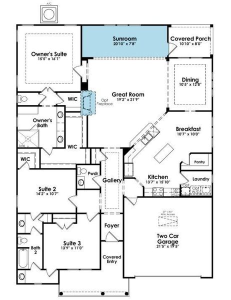 2D floor plan layout of this home in Cresswind Charleston, Summerville, SC (Image 4).
