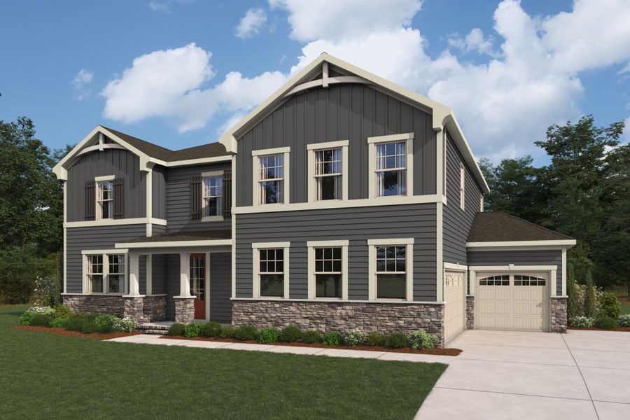 Representative exterior photo of a completed home built from the Henderson by Mattamy Homes in Blair Place, Monroe, NC (Image 16). Representative exterior photo of a completed home built from the Henderson by Mattamy Homes in Blair Place, Monroe, NC (Image 16).