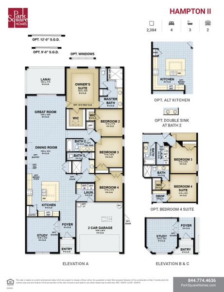 2D floor plan layout for the Hampton II by Park Square Residential in Brighton, Venice, FL (Image 5).