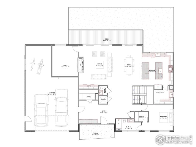 Main level: 2nd primary suite, dedicated office and 2 decks