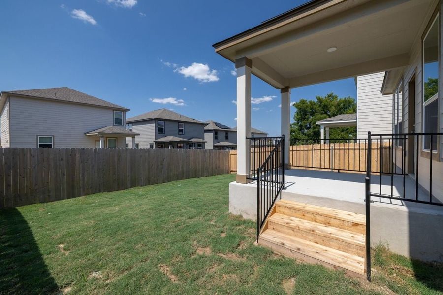 Exterior details and patio area of a home in Sonterra - Cool Water, Jarrell (Image 19). Exterior details and patio area of a home in Sonterra - Cool Water, Jarrell (Image 19).
