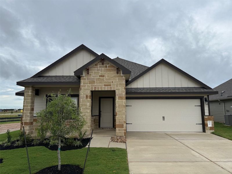 Front exterior of a new home in Southern Pointe, College Station, TX, highlighting curb appeal (Image 2). Front exterior of a new home in Southern Pointe, College Station, TX, highlighting curb appeal (Image 2).