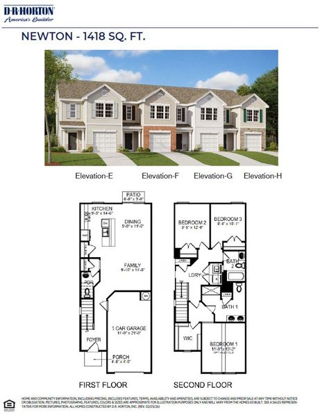 2D floor plan layout for the Newton by D.R. Horton in The Gables at Edinborough Townes, Gibsonville, NC (Image 2). 2D floor plan layout for the Newton by D.R. Horton in The Gables at Edinborough Townes, Gibsonville, NC (Image 2).