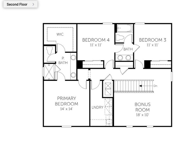 2D floor plan layout for the Winston - Single Family Homes by Dream Finders Homes in Willowbrook North, Winter Haven, FL (Image 3).