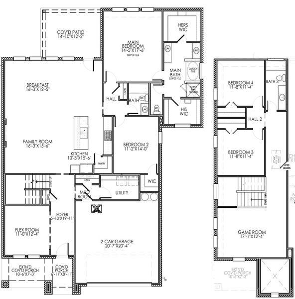 2D floor plan layout for the The Monticello by Lillian Custom Homes in Polo Ridge, Forney, TX (Image 5).