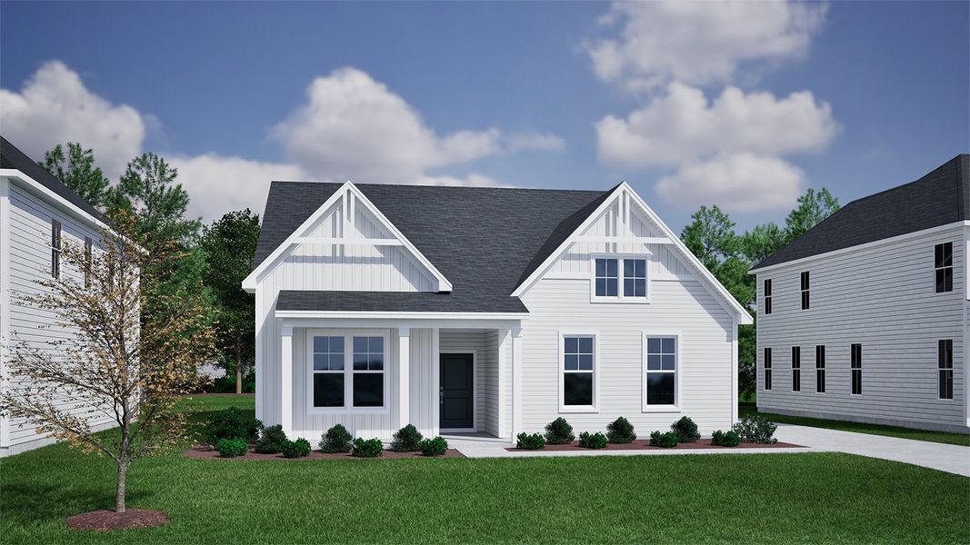 Representative exterior photo of a completed home built from the Goodwin - Vanguard Collection by Mungo Homes in Ovation at Sweetbrier, Durham, NC (Image 8).