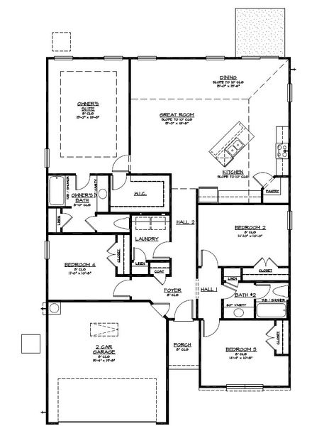 2D floor plan layout for the The Willow by Smith Family Homes in Savannah Highlands, Savannah, GA (Image 3).
