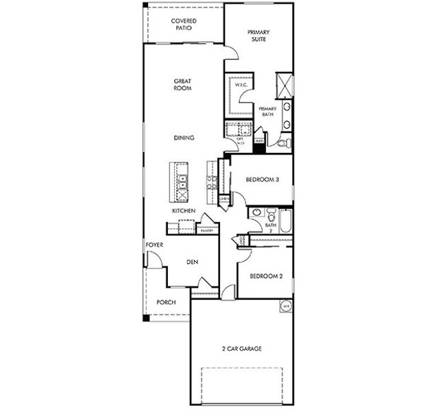 2D floor plan layout for the Cabo by Meritage Homes in Las Patrias at Star Valley II, Tucson, AZ (Image 3).