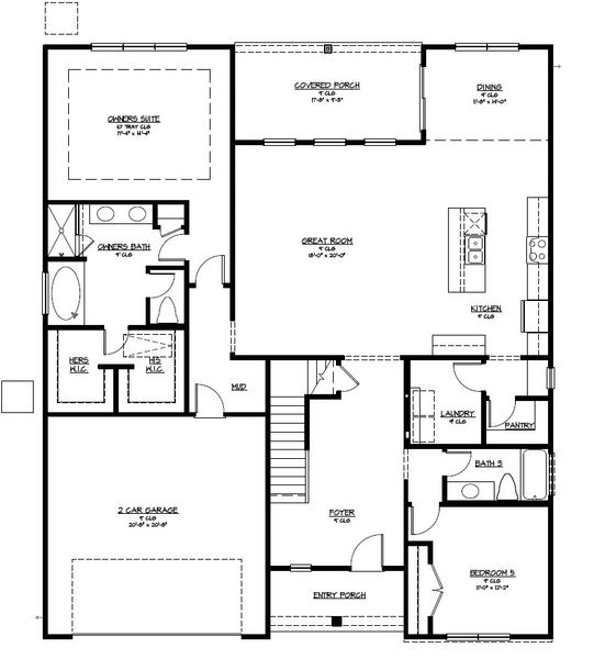 2D floor plan layout for the The Roswell by Smith Family Homes in NorthShore on the St. Marys River, Kingsland, GA (Image 3).