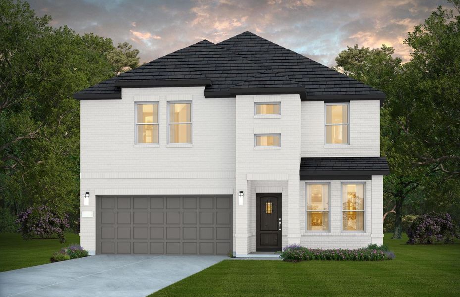 Representative exterior photo of a completed home built from the Hamilton by Pulte Homes in Montgomery Bend, Montgomery, TX (Image 10).