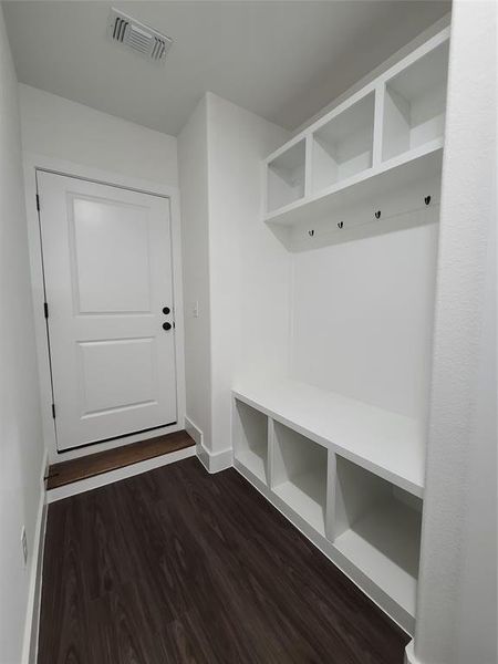 Mudroom featuring dark hardwood / wood-style floors