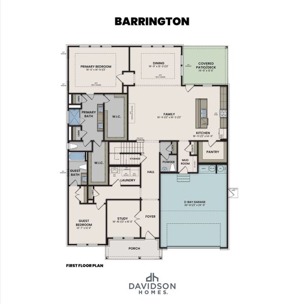 2D floor plan layout for the The Barrington A by Davidson Homes LLC in Ashland, New Hill, NC (Image 2). 2D floor plan layout for the The Barrington A by Davidson Homes LLC in Ashland, New Hill, NC (Image 2).
